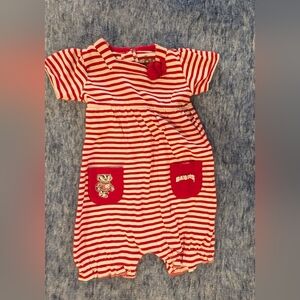 Red and White Striped Badgers Romper